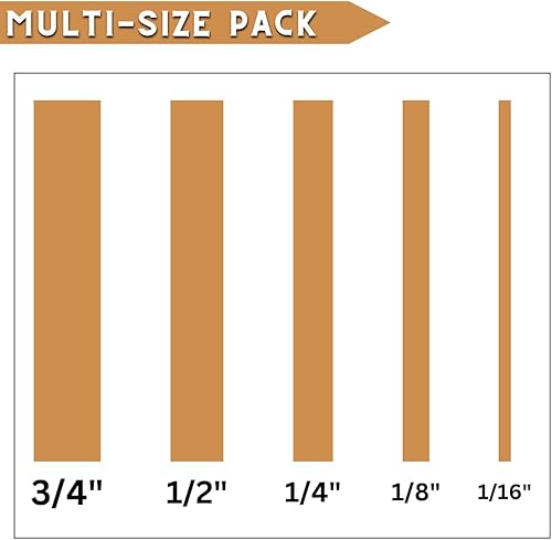 Miniatura 6 de DOAY 5 rollos de cinta adhesiva a rayas  Cinta adhesiva de 116 pulgadas, 18 pulgadas, 14 pulgadas, 12 pulgadas, 34 pulgadas  Cinta adhesiva fina