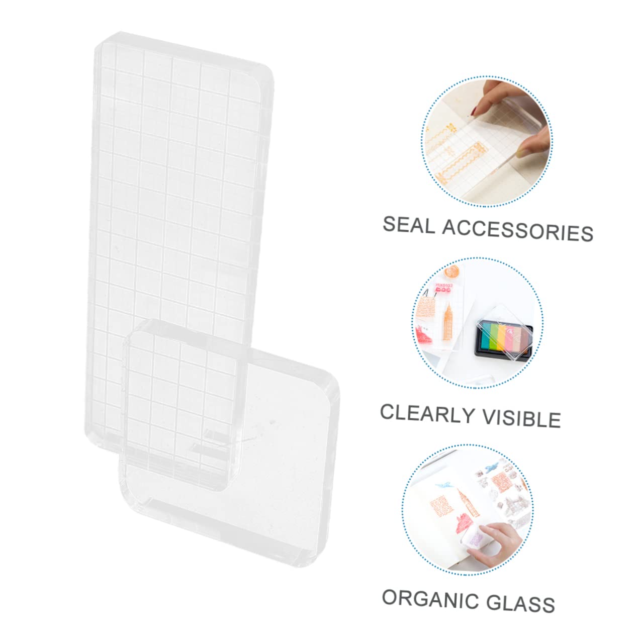 DIYEAH 2 Pcs Acrylic Stamp Handle Block Pad Safe Material for DIY Floral Decorations