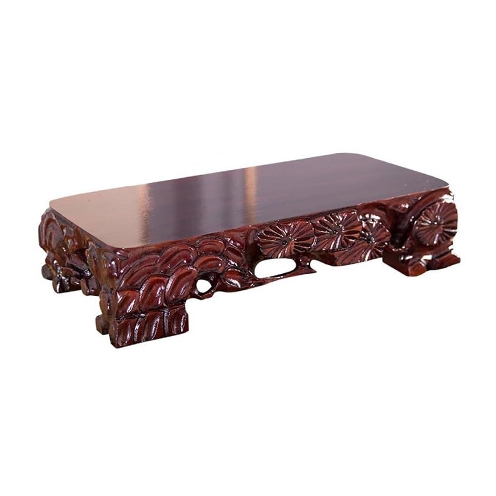 S5b8w3g7 One Color Pedestal Root Carving Wooden Pedestal Rectangular Bonsai Base Decor(Large)
