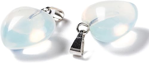 Miniatura 29 de Beadthoven - 10 dijes de piedra de corazón hinchado, piedras preciosas curativas para chakras, reiki, cuentas para hacer collares, joyas, día de San