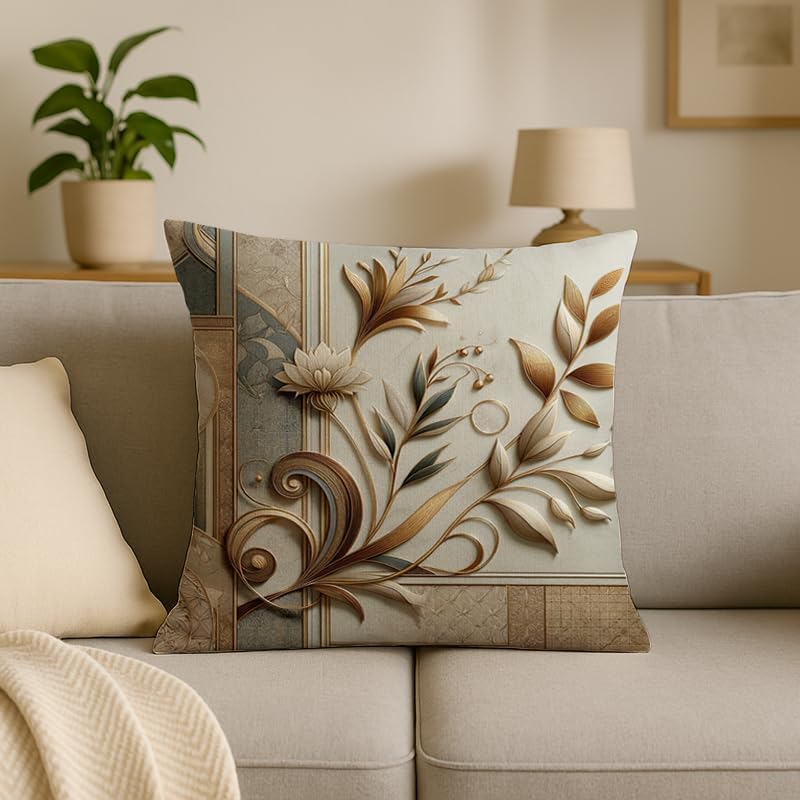 European-Style Luxury Floral Pillow Covers - Imitation Cotton Linen, Perfect for Sofa, Living Room, Bedroom, or Bay Window Decor.(24 * 24inch,OSQS-H)