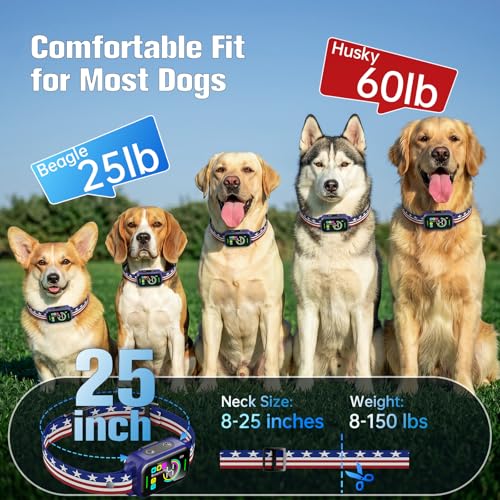 Image of Bark Collar for Large Medium Small Dogs - Smart AI 1S Stop Barking, Anti Barking Device & Dog Training Collar with Beep, Vibration & 8-Level Sensitivity, IP67 Waterproof - Red White Blue