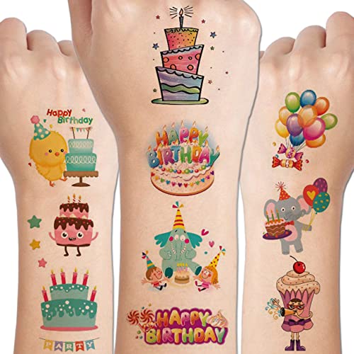 CHARLENT Happy Birthday Tattoos - 14 Sheets Temporary Tattoos for