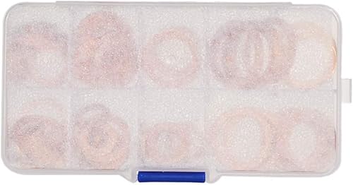 Miniatura 6 de SaferCCTV Juego surtido de arandelas de cobre, 120 arandelas de sellado métricas de cobre, kit de arandelas planas de cobre, juego surtido de