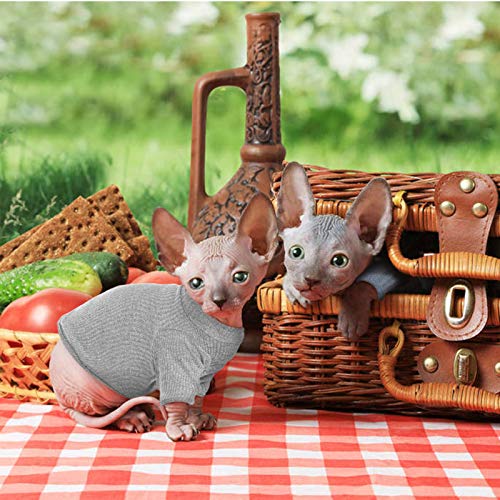 Hjyokuso-Hairless-Cats-Vest-Turtleneck-Sweater-Breathable-Adorable-Cat-Wear-Shirt-Clothes-Pullover-Kitten-T-Shirts-with-SleevesCats-Pajamas-Jumpsuit-for-Sphynx-Cornish-Rex-Devon-Rex-Peterbald