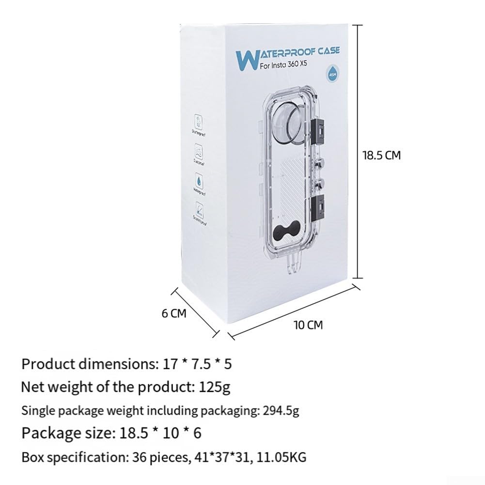 Vetro Temperato 60m Impermeabile Immersione Housing per Insta360 X5 Fotocamera Custodia Trasparente con Resistenza agli Urti Design Leggero 17x7x5CM per Snorkeling