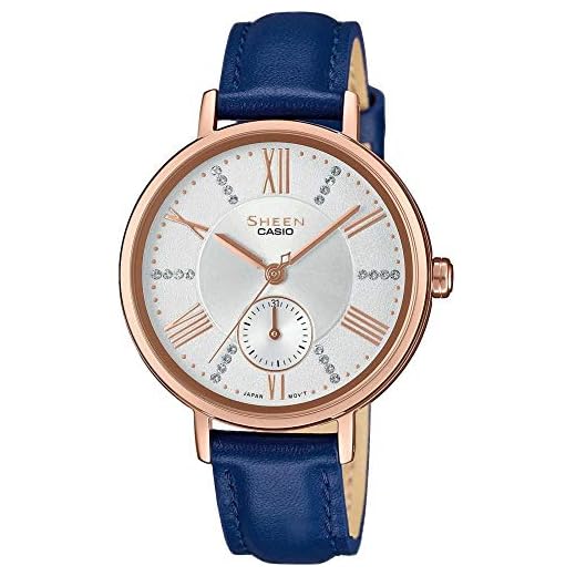 Casio Reloj Analógico para Mujer de Cuarzo con Correa en Cuero SHE-3066PGL-7AUEF