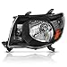 AUTOSAVER88 Headlight Assembly Compatible with 05-11 Tacoma 2005 2006 2007 2008 2009 2010 2011 Pickup Truck Headlight Assembly OE Style Replacement Black Housing Amber Reflector
