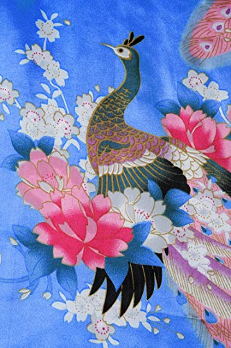 Image of BABEYOND Women's Kimono Robe Long Satin Robes with Peacock and Blossoms Printed Kimono Nightgown