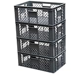 Logiplast 4 Stück Bäckerkisten Brotkisten 600 x 400 x 230 mm in grau