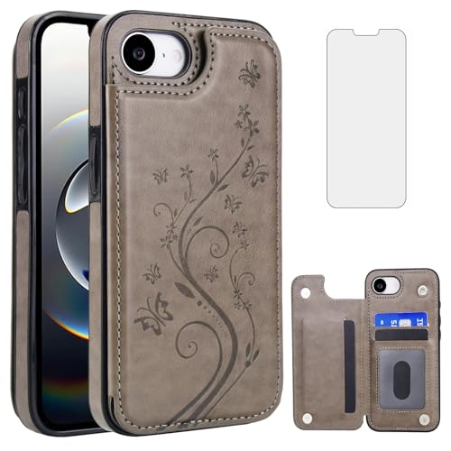 Étui en cuir pour iPhone 16e et SE4 avec clapet et verre de protection