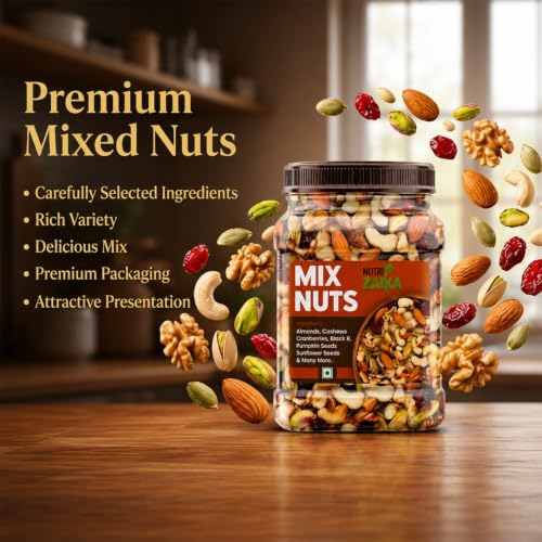 Image of NUTRIZAIKA Premium Mix Dry Fruits 100gm |Mixed Almonds, Cashews, Pistachios, Raisins, Apricots, Black Raisins | Assorted Crunchy Trail Mix for Snacking & Gifting