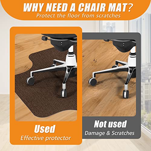 Office Chair Mat For Hardwood/Tile Floor, 48"X36" Desk Chair Mat, Computer Gaming Rolling Chair Mat, Under Desk Rug, Multi-Purpose Low-Pile Floor Protector, With Extended Lip (Coffee) #TOP4
