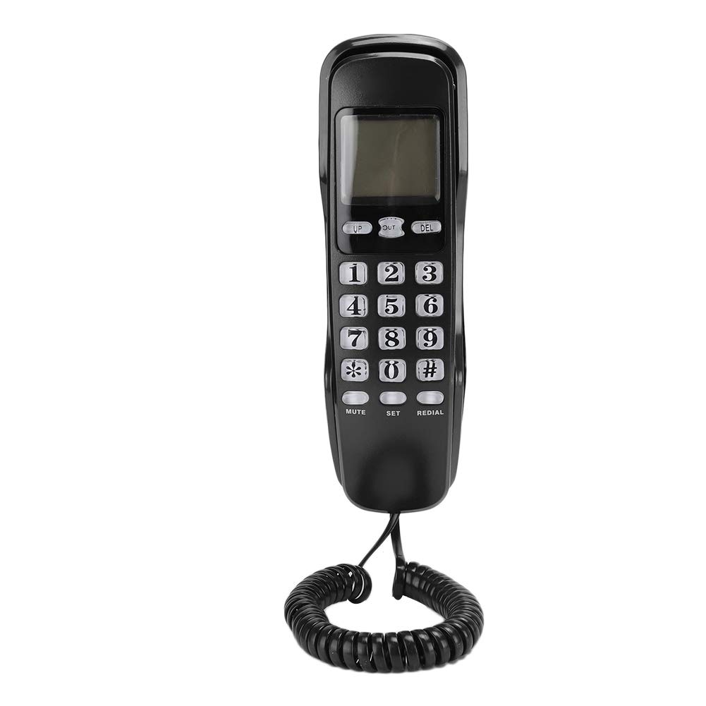 Telefon przewodowy, podwójny system KX-T888CID FSK i DTMF, wyświetlacz identyfikacji dzwoniącego, stacjonarny telefon stacjonarny do biura w domu z ekranem LCD (czarny)