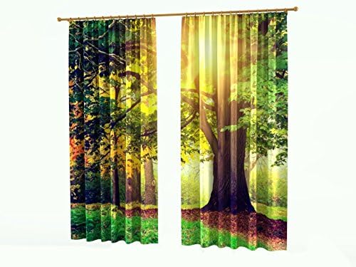Factory4me Landscape Curtains Forest Solar Tree. Window Curtain Set of 2 Panels Each W52 x L96 Total W104 x L96 inches Drapes for Living Room Bedroom Kitchen
