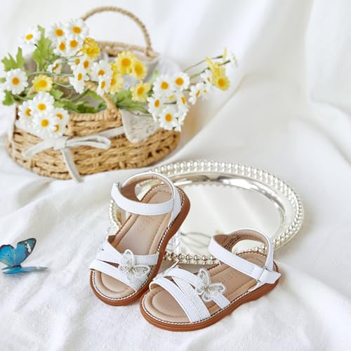 Image of Kolan Toddler Girl Sandals Open Toe Flat Princess Dress Shoes Little Kids