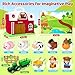 Farm Animal Toys for 1 2 3 Year Old Toddlers, Big Red Barn with Farm Mat & Animals & Tractor Toy for Boys Girls, Montessori Learning Interactive Barn Set for Kids 1-3, Ideal Christmas Birthday Gifts
