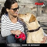 flexi® Classic M | 5m Gurt Roll-Leine für Hunde bis 25 kg | Rot | ausziehbare Hundeleine | Gewicht 274 gr | Maße 11.6 x 18.8 cm