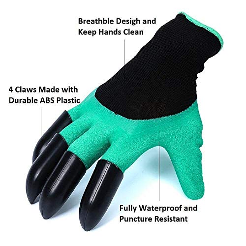 FreshDcart Heavy Duty Garden Farming Gloves Washable with Right Hand Fingertips ABS Claws for Digging and Gardening (Free Size, Green)(Acrylonitrile Butadiene Styrene, pack of)