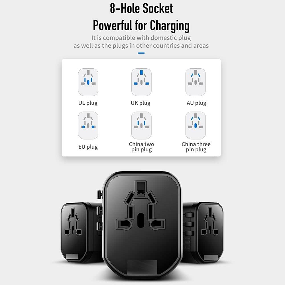 Adattatore di alimentazione universale in tutto il Adattatore di potenza di viaggio tutto in un caricabatterie universale internazionale in tutto il mondo CORRENTE ALTERNATA Plug Adapter 3. 0A USB. Ti