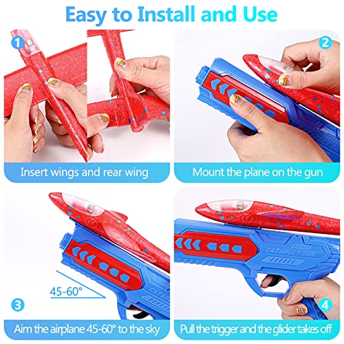 Dmsky 6 Pack Airplane Launcher Toys,2 Flight Modes Airplane Toys With Launcher,Led Foam Glider Catapult Plane Toys,Outdoor Flying Toys For Kids, Birthday Gifts For 4 5 6 7 8 9 10 Year Old Boys Girls #TOP4