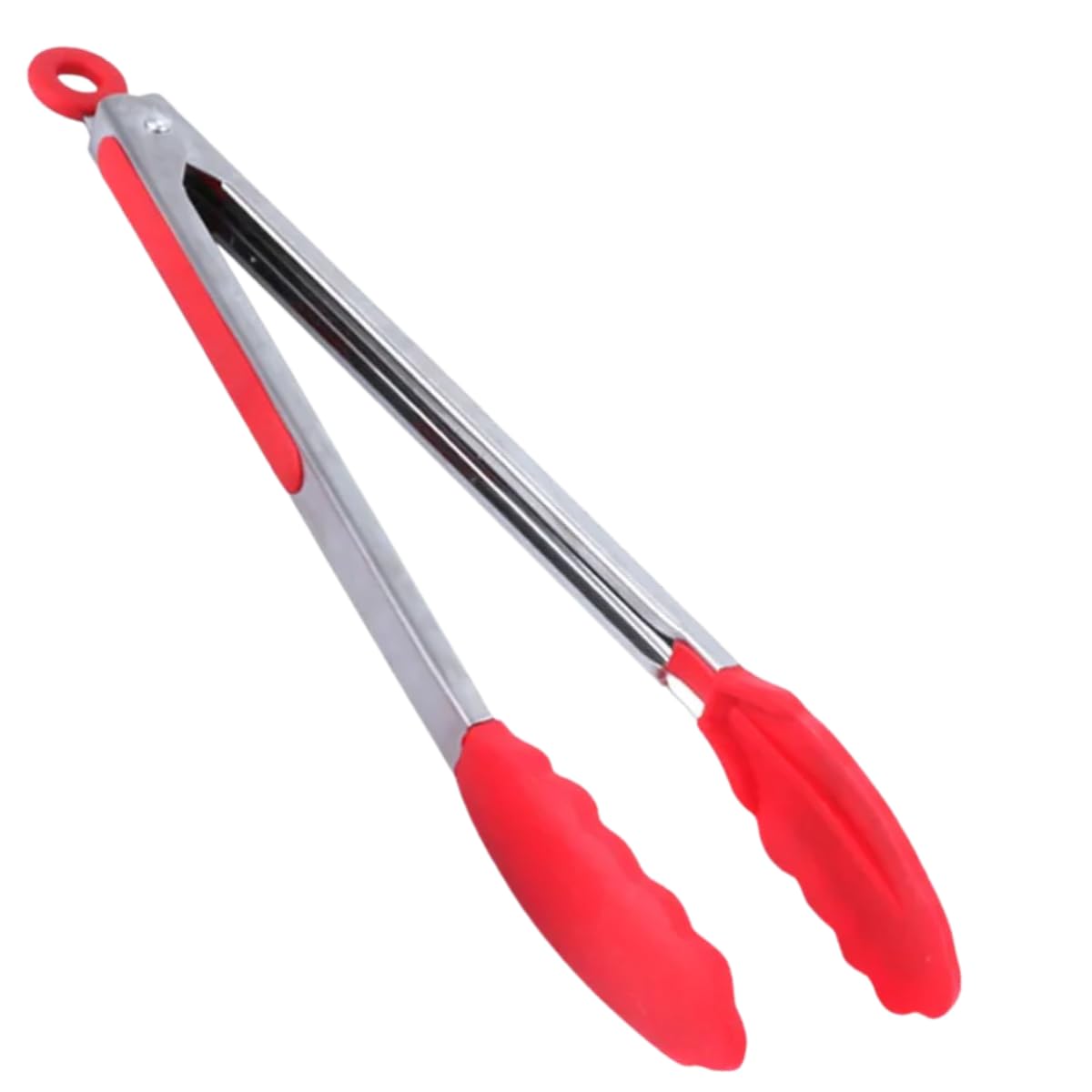 Pegador De Silicone 28cm inox Grande Culinário Cabo Antiderrapante em Silicone Multiuso Air Fryer Churrasco Grelhados Saladas (Vermelho)