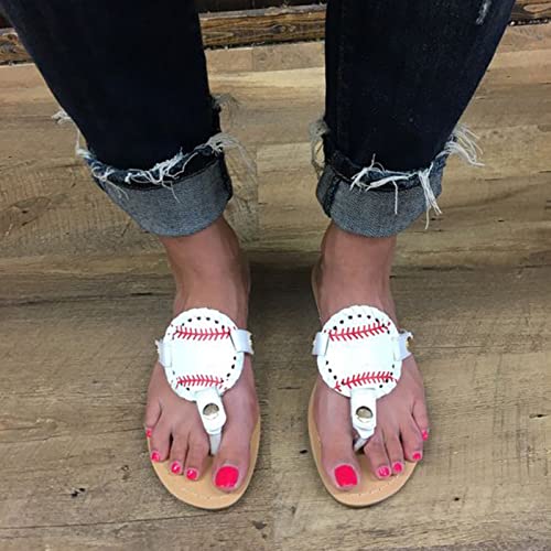 Womens Sandals, Baseball Flip-Flop Sandals Womens, Vintage Print Sandals Flat Pinch Toe Comfortable Sandals Summer Dressy Casual Sandals2