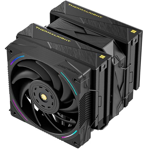 Thermalright Royal Pretor 130 Ultra Black CPU Air Cooler, PC Double Towers Cooler,High Performance 7 Heat Pipes CPU Cooling, Black Brushed Top Cover,for AM4/AM5, Intel lga1851/1700/1150/1151/2011