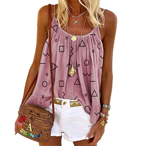 Preisvergleich Produktbild Sommer Damen U-Ausschnitt Loose Print Sling Backless T-Shirt