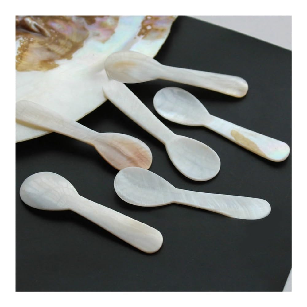 Lot de 8 cuillères à café en coquille de conque naturelle de 7,2 cm - Cuillère à café en nacre - Coquillages