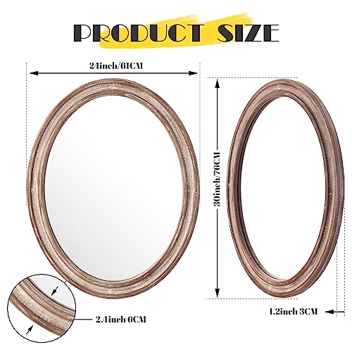sawsile 24x30'' Rustic Oval Wood Mirror,Decorative Farmhouse Oval Mirrors,Vanity Nature Mirrors for Bedroom, Bathroom, Living Room,or Entryway - Image 4