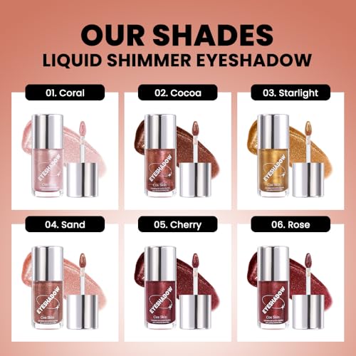 Image of SUAKE Liquid Sparkling Glitter Eye Shadow - Rose Gold Cherry Eyeshadow, Eyeliner, Eyelid Shimmer Highlight Makeup, Highly Pigmented sombra de para ojos,Waterproof Quick-Drying (02Cocoa#)