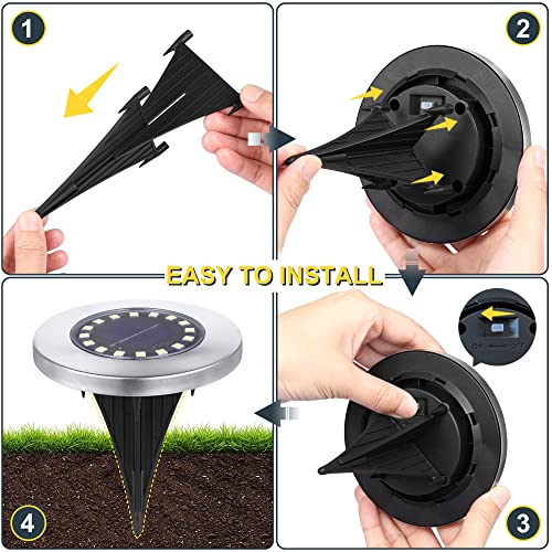 Waterproof Solar Ground Lights for Outdoor - 12 Pack of Upgraded 16LED Landscape Disk Lights - Perfect for Pathway, Yard, Lawn, and Patio