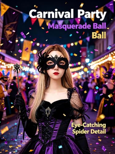 ChayWillow Halloween Black Spider Masquerade Half Eye Mask - image 3