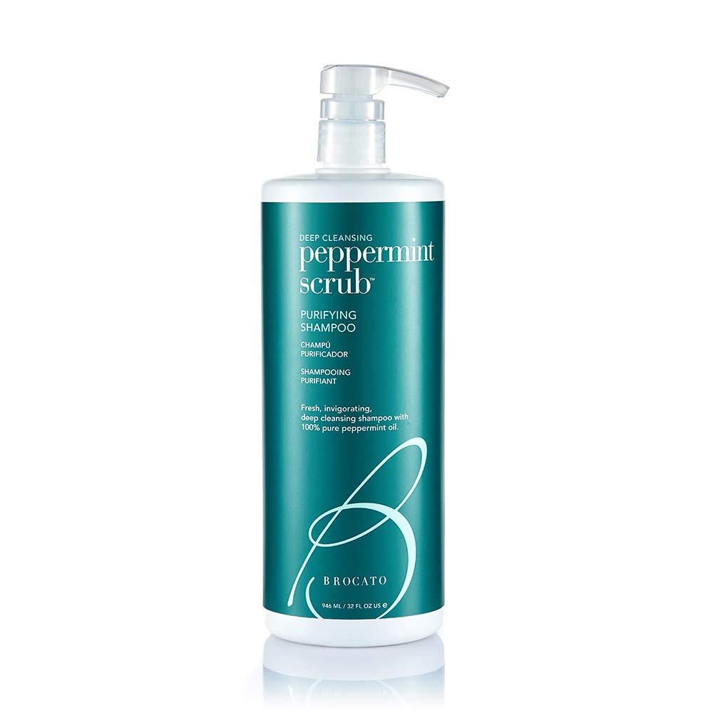 Brocato Peppermint Scrub Purifying Shampoo, Deep Cleansing, 32 Oz. Fresh, Invigorating, & Lightweight with Pure Peppermint Oil Ideal for Oily to Normal Hair Types Sulfate & Paraben Free