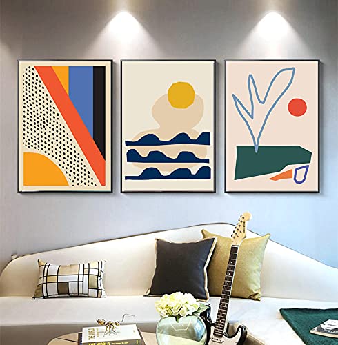 Art Abstrait Géométrique Multicolore : Trio d'Affiches Toile 50x70cm sans Cadre pour Salon