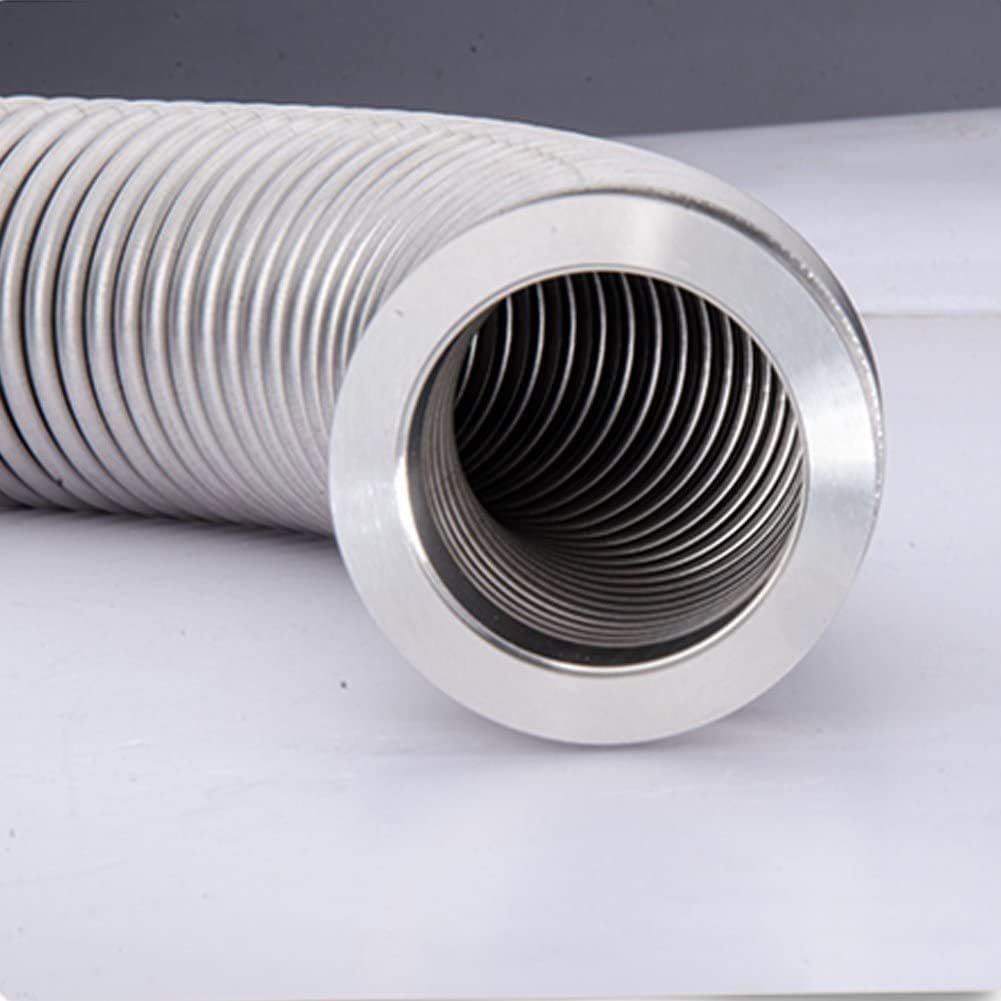 SHERICH Vacuum Bellows Hose Metal KF50,ISO-KF Flange Size NW50, 304 Stainless Steel, Vacuum Corrugated Bellows Pipe Tube (1500mm/59.05 inch)