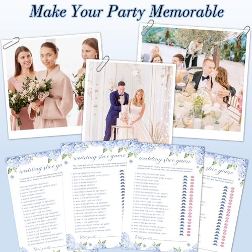 oayGnay Bridal Shower Games, Wedding Shoe Game, Blue Hydrangea Wedding Game Cards, Bridal Shower Games 25 Guests for Engagement Party, Minimalist Engagement Party Supplies (5"x7") -17 by oayGnay - Used condition - Image 5
