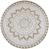 vidaXL Alfombra Redonda 90cm Yute Trenzado Estampado Decoración Casa y Hogar