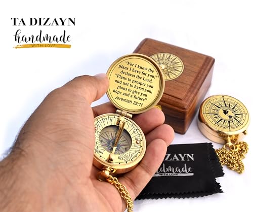 For I Know The Plans I Have For You, Jeremiah 29:11, Solid Brass Directional Engraved Compass, Baptism Gifts for Boys Girls, First Communion, Christian Gifts for Men, First Confirmation Gifts for Boys