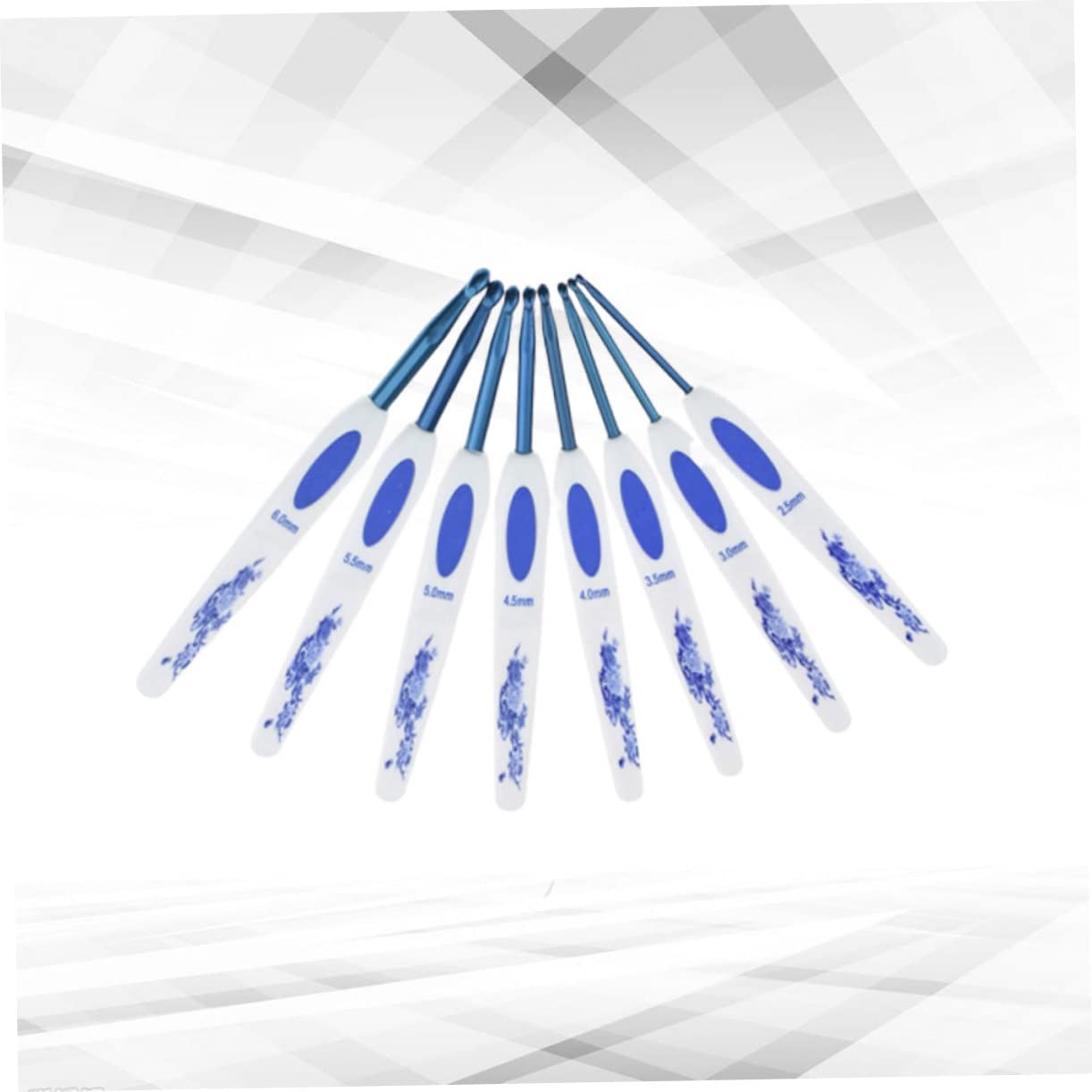 HOMSFOU 3 Set Uncinetti Porcellana Blu Ergonomici e Antiscivolo per Lavoro per Principianti e Professionisti Accessori Creativi per Scarf e