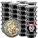 50-Pack meal prep Plastic Microwavable Food Containers Bowls for meal prepping with Lids (28 oz.) Black Reusable Storage Lunch Boxes -BPA-Free Food Grade -Freezer & Dishwasher Safe.