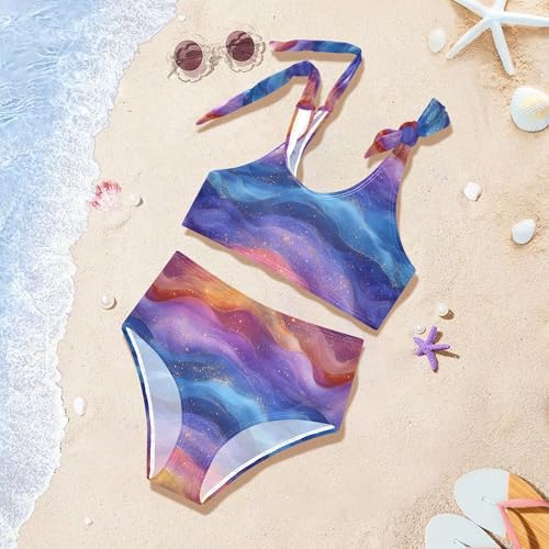 Liquid Rainbow Girls Bikinis Cute Elastic 2 Piece Swimwear Little Girls Swimsuit Set 3T4