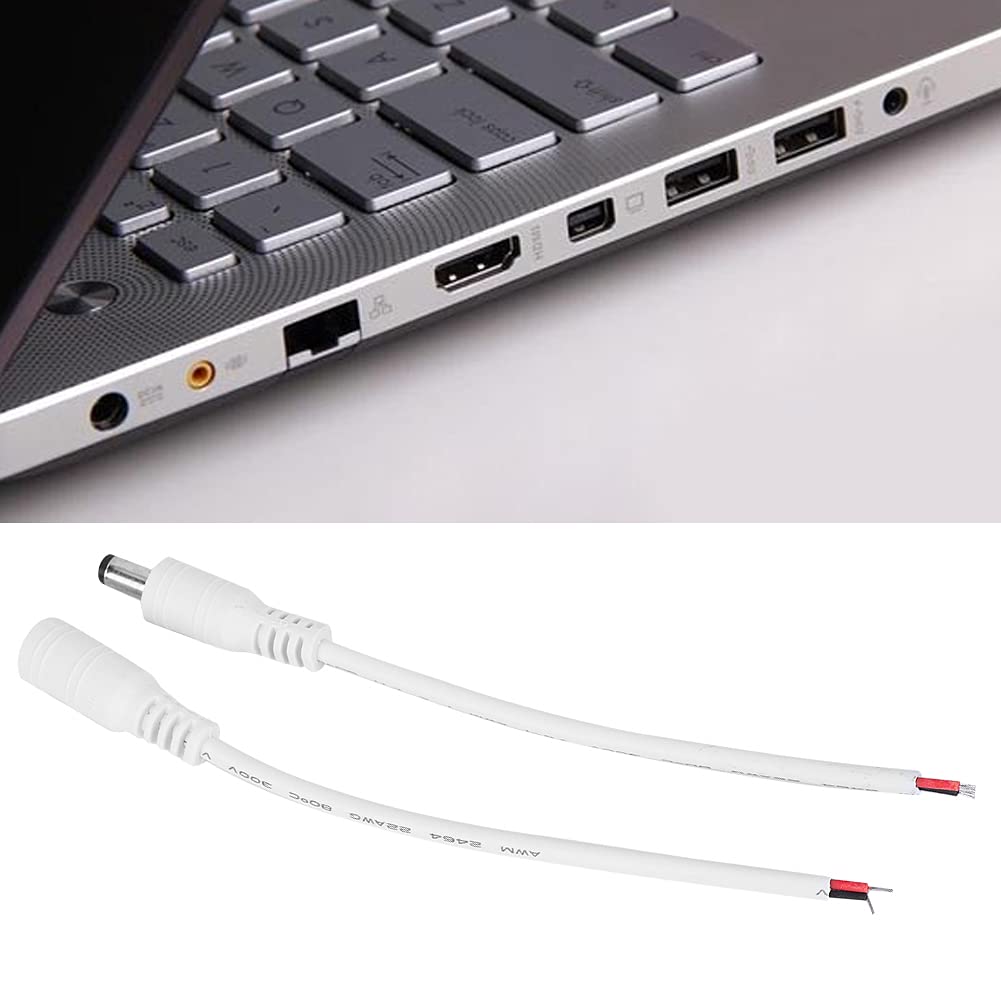 5 par Pigtail Zasilania Prądem Stałym żeńskie Gniazdo Typu Jack DC Lufa Wtyczka Zasilania Kabel Pigtailowy 5.5x2.1mm Mężczyzna Kobieta Wtyczka Zasilania DC Złącze Typu Jack (WHITE)