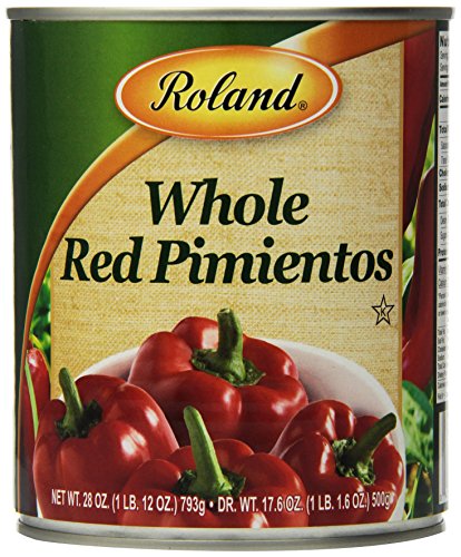 Roland Foods Whole Red Pimiento Peppers, 28 Ounce Can, Pack of 4
