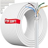 Cat 6 Outdoor Ethernet Cable Bulk 328ft/100M (20 RJ45), Shielded Cat 6 Ethernet Cable Direct Burial, Heavy Duty 23AWG, Waterproof, UV Resistant, Internet Cable, Cat6 300+ft for Router Gaming, CCA