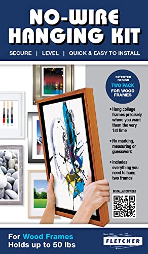 Image of Fletcher Picture Perfect No-Wire Hanging Kit | Keeps Frames Level with Flush Mount Hardware for Wall Art, Mirrors & Signs | Supports up to 50lbs. | Pack of 20 Kits