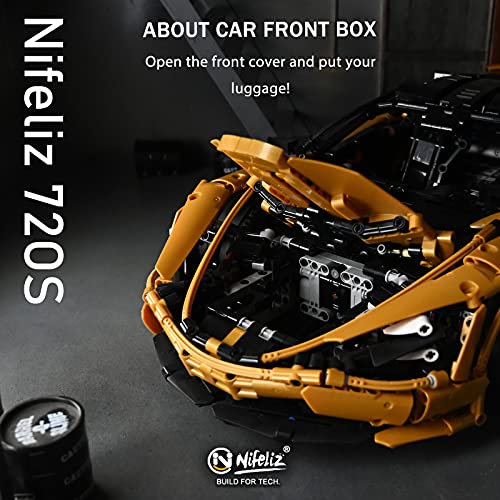 Nifeliz Super Car 72OS MOC Building Blocks and Engineering Toy, Adult Collectible Model Cars Kits to Build, 1:8 Scale Race Car Model,New 2021 (3149 Pieces) - Thumbnail 2