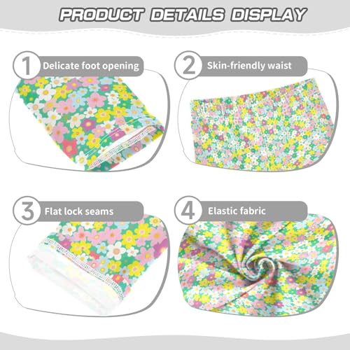 ALAZA Flower Yellow Green Girls' Leggings Ankle Length Toddler Kids Basic Full Length Tights Yoga Pants3