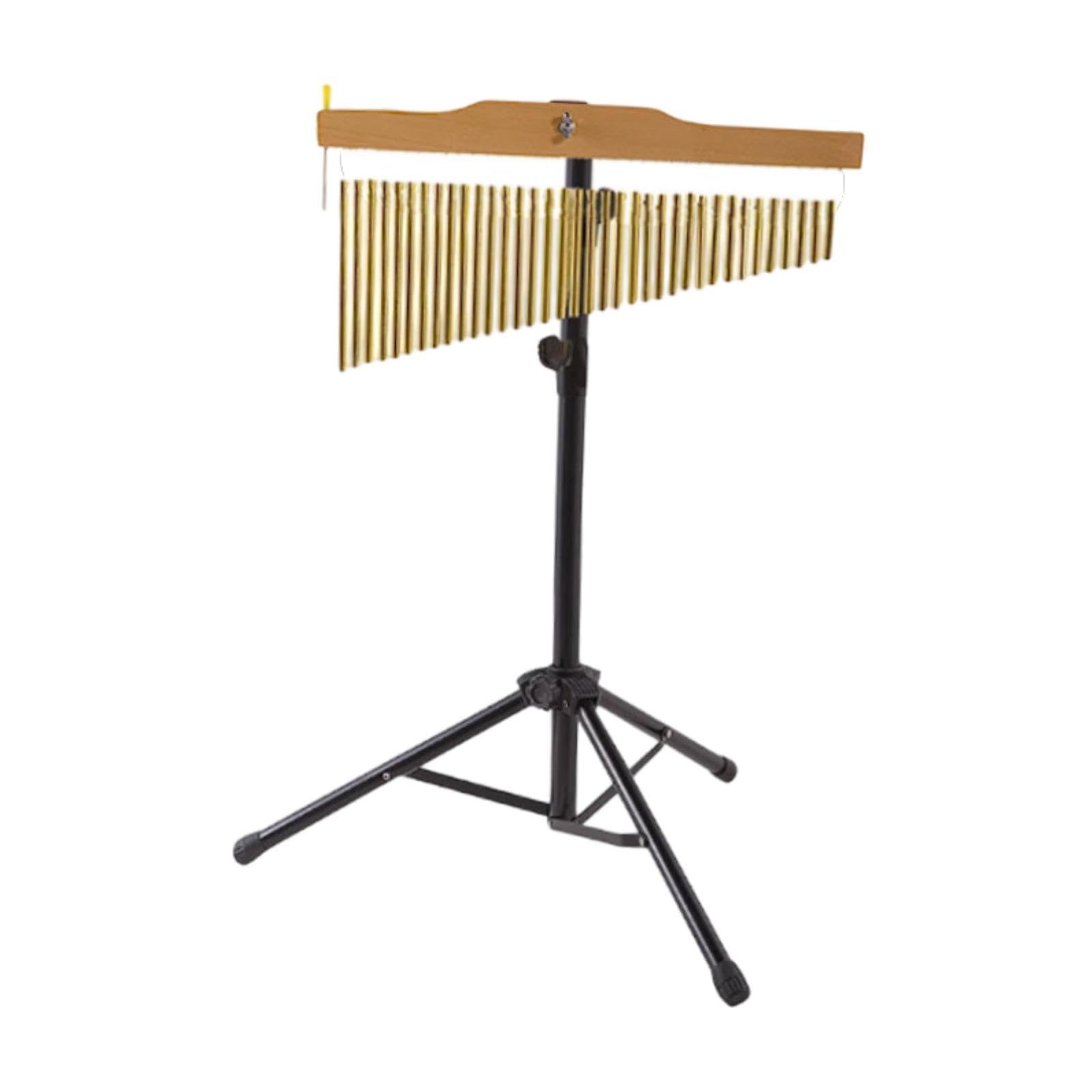 Campana Musical Chimes Percusión Instrumento con Barra Y Soporte Ajustable Material Resistente para Clase Práctica Personal Escenario Especia, Oro, 25 Notas